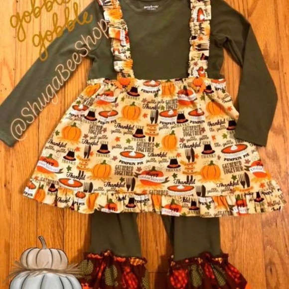 ShugaBee Shop Other - 🥧 Thanksgiving Holiday Toddler Girl Outfit🍁